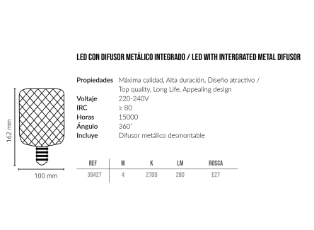 Draft Team - Bombilla E27 con Difusor...