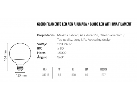 Draft Team - Bombilla Globo Filamento...