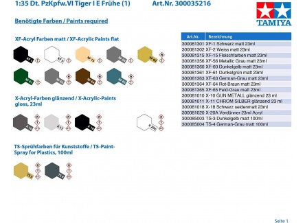 Tamiya 35216 - German Tiger 1 Early...