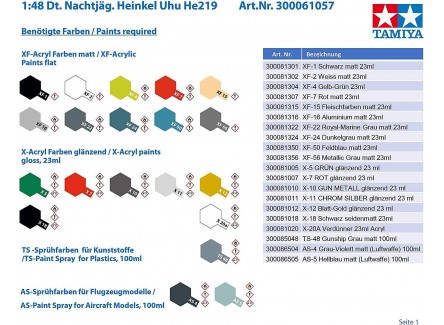 Tamiya 61057 - Heinkel He219 A-7 Uhu...