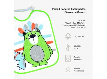 Ti TIN | Pack 4 Baberos Impermeables...