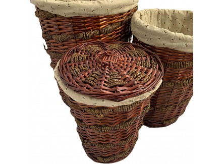 Juego, Set de 3 Cestos de Mimbre para...
