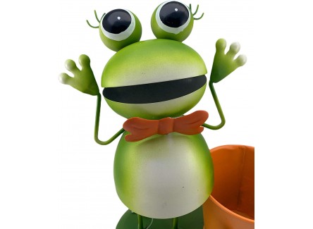 Macetero, Rana Metálica con Soporte...