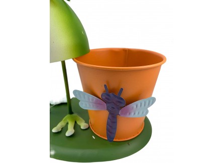 Macetero, Rana Metálica con Soporte...