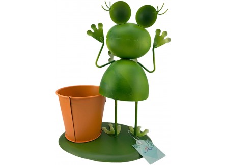 Macetero, Rana Metálica con Soporte...